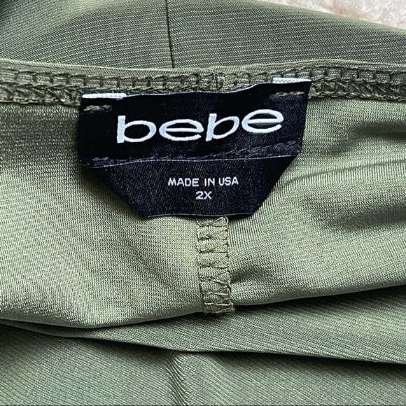 Bebe Olive Green Ruched Front Bodycon Dress Women’s Plus Size 2X - Picture 7 of 9